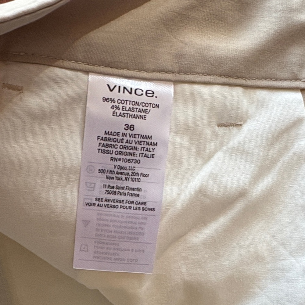 Vince Men's Owen/ Athletic fit Cotton pants size 36